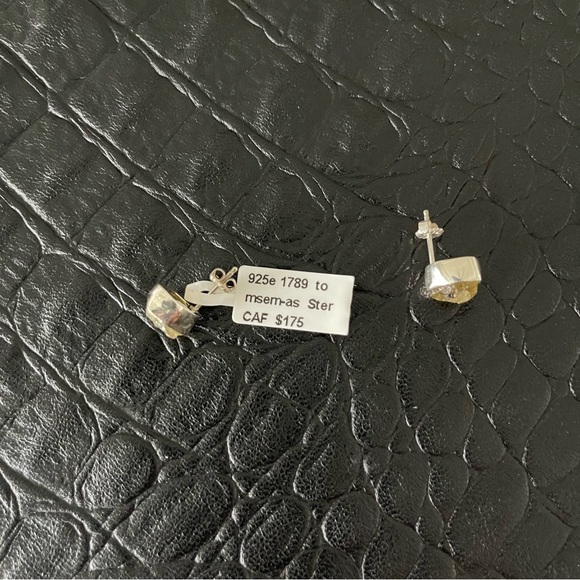 Sterling silver 925 One of a kind Yellow rough Tourmaline earrings - Picture 4 of 8